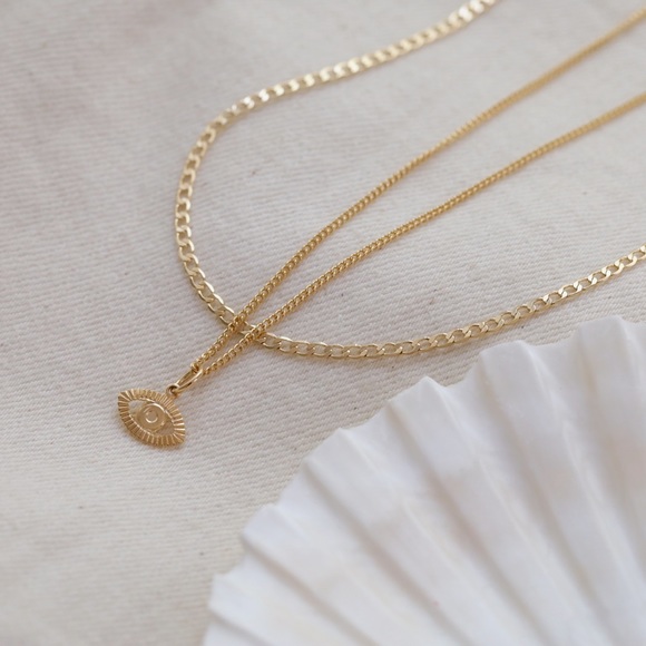 Gold Evil Eye Necklace Set | 18k Gold Filled - Picture 5 of 11